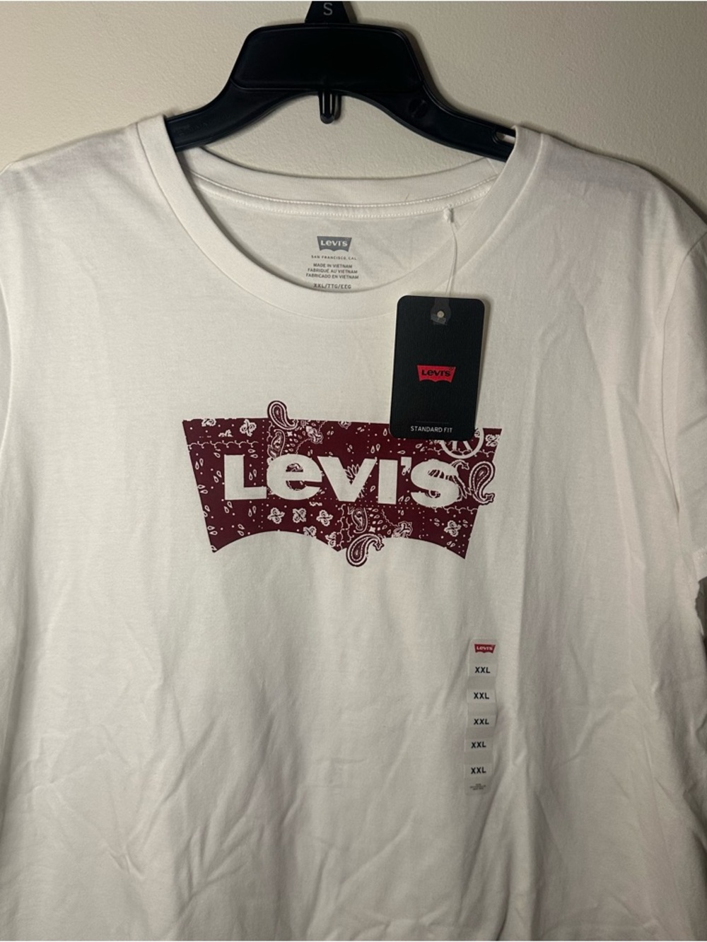 Levi’s Womens XXL White/Red Western Paisley Print Perfect Logo Graphic Tee NEW